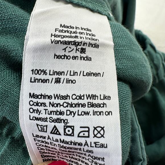 JCrew Pants Womens Large Green Spruce Seaside Wide Leg Linen Relaxed Drawstring - Picture 5 of 11